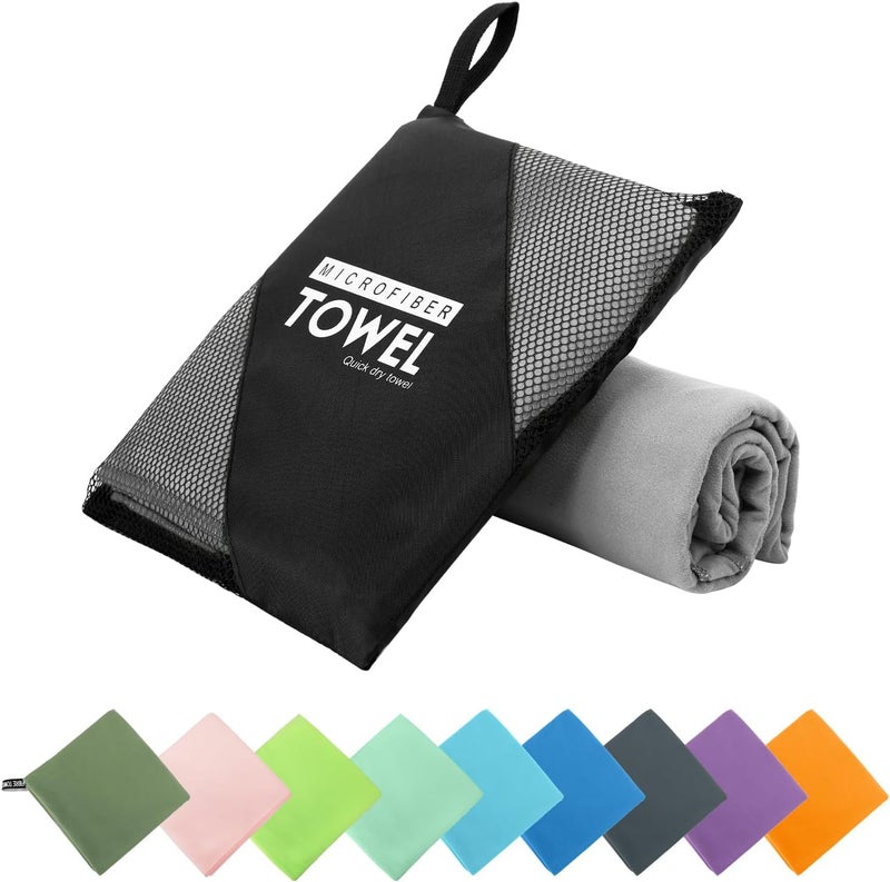 ZIUDBOC Microfiber Travel Towel, Soft Lightweight Quick Dry Towel, Super Absorbent Compact Travel & Sports & Beach Towels for Camping, Backpack, Gym, Swimming, Yoga, Hiking (XL:30"×60" -Gray) - Image 1